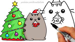 We've got enough drawing ideas to keep you busy and learning all winter long. How To Draw Christmas Holiday Pusheen Cat Step By Step Easy And Cute Youtube