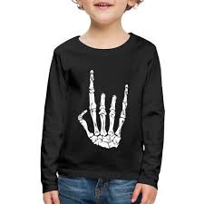 Skeleton Rock Hand Heavy Metal Kids Premium Long Sleeve T Shirt Hoodie Shirt Toddler Outfits Long Sleeve Tshirt