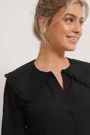 You may have noticed the collar did not come off the neck band yet. Embroidery Collar Shirt Black Na Kd Com