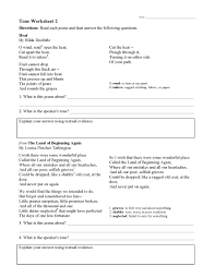 The mood is often driving by the setting and the language the author uses. Tone Worksheets Ereading Worksheets