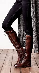 A leather and lace outfit is the perfect way to style opposites. Della Lace Up Riding Boots Boots Lace Boots