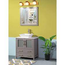 Get free shipping on qualified 30 inch vanities, undermount, single sink bathroom vanities with tops or buy online pick up in store today in the bath department. Vanity Art Ravenna 30 Inch Bathroom Vanity In Grey With Single Basin Vanity Top In White C The Home Depot Canada