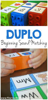 We love to use these printables for a lot of different learning opportunities. Duplo Beginning Letter Sound Matching