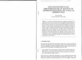 Pdf Non Governmental Organizations As Agents Of Democratization An African Perspective