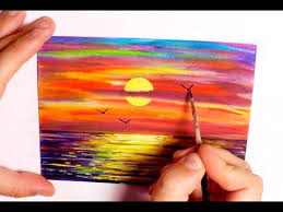 Let me know what you wish to see next and check more of my a. How To Paint A Sunset With Seagulls In Watercolor Speed Painting Watercolor Sunset Sunset Painting Watercolor Ocean