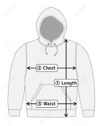 hooded sweatshirt illustration for size chart