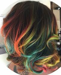 Beautiful Rainbow Glow Orange Streak Dyed Hair Color Inspiration Jennifer Lopiccolo Hair Inspiration Color Hair Dyed Hair