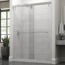 Delta Everly 60 X 71 1 2 In Frameless Mod Soft Close Sliding Shower Door In Chrome With 3 8 In 10mm Clear Glass Shower Doors Frameless Sliding Shower Doors Shower Door Handles