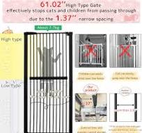 Amazon.com : Lumizone Extra Tall Cat Gate 61.02" High Pressure Mounted  Extra Wide 30.12"-34.05" (17Sizes) 1.37" Gap No Drilling Auto-Close Tall  Pet ...