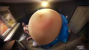 Giant belly expansion morph- mind-blowing size
