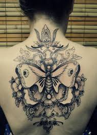 Check spelling or type a new query. Large Black Ink Back Tattoo Of Cool Butterfly With Flowers Tattooimages Biz