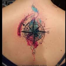 15 Watercolor Tattoos For Females Feminine Compass Tattoo Compass Tattoo Cloud Tattoo Sleeve
