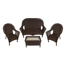 Find outdoor patio furniture today! 4 Piece Brown Resin Wicker Patio Furniture Set 2 Chairs Loveseat Table Walmart Com Walmart Com