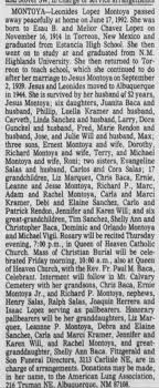 Obituary for Leonides Lopez MONTOYA, 1914-1992