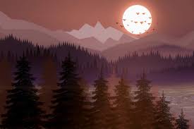 Landscape design by adobe photoshop. Silhouette Landscape Nature With Mountain Forest In Photoshop