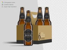 Realistic Front View Six Pack Beer Bottle Label Mockup Template In 2020 Beer Bottle Labels Beer Bottle Beer