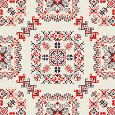 Polish floral folk embroidery patterns for card. Romanian Vector Pattern Inspired From Traditional Embroidery Indivstock