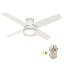 Hunter Dempsey 52 In Low Profile Led Indoor Fresh White Ceiling Fan With Universal Remote Ceiling Fan White Ceiling Fan Ceiling Fan With Remote