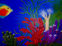 Acrylic painting art tutorials twice weekly, live on youtube. Coral Reef Acrylic Underwater Painting Painting Inspired