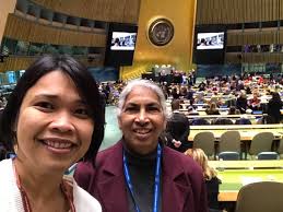 S. Romina Sapinoso began her internship with United Nations NGO S. Teresa  Kotturan, SCN, in January. One of S. Romina's first opportunities was to  attend the 2019 International Day of Commemoration in