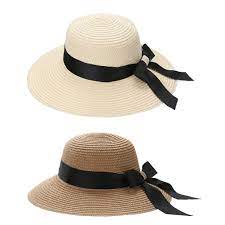 Click To Buy Flat Sun Hat Summer Women European Casual Fashion Bowknot Straw Wide Brim Holiday Beach Cap European Casual Fashion European Casual Sun Hats