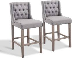 Amazon Com Homcom 40 Tufted Wingback Counter Height Armless Bar Stool Dining Chair Set Of 2 Grey Home Kit Bar Stool Chairs Dining Chairs Grey Bar Stools