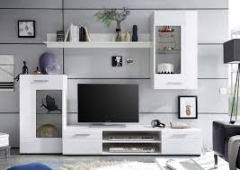 Modern media wall, as it was built. Anbauwand Shot Wohnwand Wohnzimmer Schrankwand Hochglanz Weiss Tv Wohnlosung Ebay