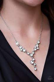 Pin By Gem Box Accessories Paparazzi On Paparazzi Jewelry Empower Me Pink Emp Exclusives Short Necklace White Rhinestone White Necklace