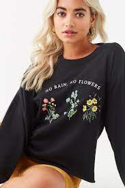 No rain no flowers shirt urban outfitters. Forever 21 Cotton No Rain No Flowers Graphic Tee In Black Lyst