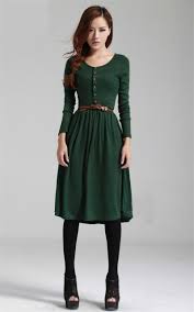 Fall Winter Womens Knitted Dresses Long Sleeve Retro Midi Length Dress Green Black Dress Vestidos Vestido De Coquetel Dressbop Fashion Pretty Dresses Dresses