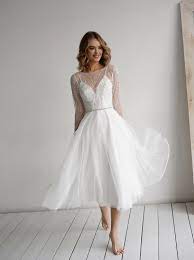 Tirion Midi By Olivia Bottega Sleeved Tea Length Wedding Dress Etsy In 2021 Midi Wedding Dress Tea Length Wedding Dress Tea Length Dresses