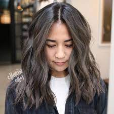 Grey Highlights Over Natural Black Hair Greyhaircolor Color Greyhair Grey Hair Haircolor Color Hair Color Asian Brown Hair Balayage Black Hair Balayage