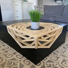 Light brown large octagon wood coffee table with storage with live edge. Black Geometric Coffee Table Abacus Woodcrafts Facebook