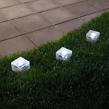 Pure Garden Clear Outdoor Integrated Led Landscape Path Solar Powered Ice Cube Rock Lights 3 Pack M150079 The H In 2020 Pure Garden Outdoor Solar Lights Cube Light
