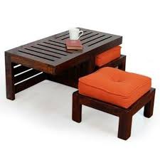 Square coffee table upholstered chesterfield footstool pouffe foot stool seat. Coffee Table With Stools You Ll Love In 2021 Visualhunt