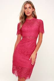 Remarkable Fuchsia Lace Dress In 2020 Fuchsia Dress Lace Dress Girls Night Out Dresses