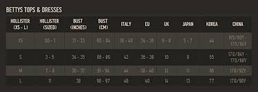 Hollister Sizing Chart Bettys