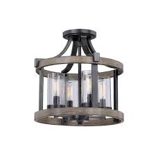 Patriot Lighting Elegant Home Brooklyn Natural Iron Distressed Faux Wood 4 Light Pendant At Menards