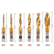 Check spelling or type a new query. 1 4 Inch Hex Shank M3 M10 Combination Screw Thread Metric Tap Drill Hseamall 6pcs Hss Countersink Tap Drill Bit Set Diy Tools Power Garden Hand Tools