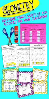 Geometry Activities For The Whole School Year Fun Geometry Review Activities Including Topics In Geometry Activities Geometry High School Geometry Worksheets