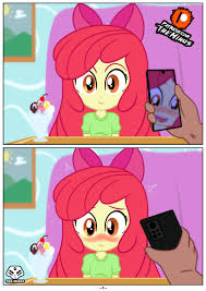 3058782 - suggestive, artist:theminus, apple bloom, human, equestria girls,  g4, 2 panel comic, blushing, comic, cropped porn, implied lolicon, implied  porn, implied sex, male, male pov, offscreen character, offscreen male,  pov, solo - Derpibooru