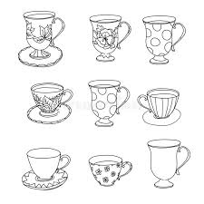 Cup coloring pages provided for educational purposes and personal use only. Coloring Page Set Cupcake Ice Cream Tea Pot Cup Stock Vector Illustration Of Beverage Adult 93583573