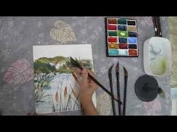 水墨画 sumi e ガマとトンボの描き方動画 youtube 水墨画 水墨 画
