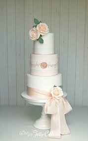 Peach Blush Silkribbon On Wedding Cake By Jelly Cake Uk Wedding Cake Peach Wedding Cake Ribbon Chocolate Wedding Cake
