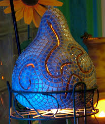 Clear accent lamp with mosaic art glass. Mosaic Gourd Accent Lamp Pics4learning
