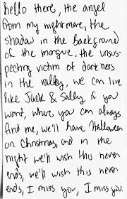 Blink 182 We Can Live Like Jack And Sally Lyrics The Angel From My Nightmare Blink 182 Lyrics I Miss You Lyrics Missing You Lyrics