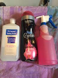 Homemade Air Fabric Freshener Place 2 Capfuls Pyrex Crystals Or Downy Unstoppable S Into A S Diy Cleaning Products Diy Cleaning Hacks Household Cleaning Tips