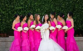 Hot Pink Stripes Wedding Inspiration Striped Wedding Fuchsia Wedding Hot Pink Bridesmaid Dresses