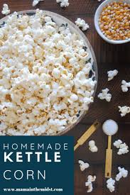 Fast Easy Homemade Kettle Corn Mama In The Midst Recipe Homemade Kettle Corn Kettle Corn Recipe Easy Snack Recipes