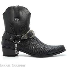 Black And White Snakeskin Cowboy Boots Mens Snake Skin Western Cowboy Boots Ankle Zip Buckle Harness Pointed Cuban Heel Boots Mens Cowboy Boots Mens Boots Fashion